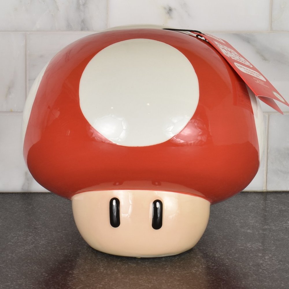 Nintendo Super Mario Mushroom Ceramic Shaped Cookie Jar